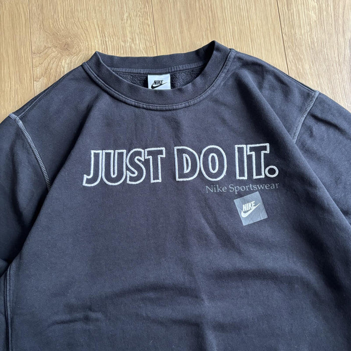 Nike Just Do It Sweatshirt Black Crewneck Spellout Logo