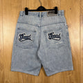 Karl Kani Light Wash Embroidered Baggy Denim Shorts Blue Y2K Skater Size M W30