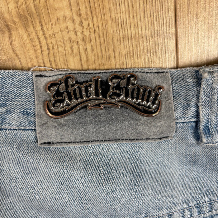Karl Kani Light Wash Embroidered Baggy Denim Shorts Blue Y2K Skater Size M W30