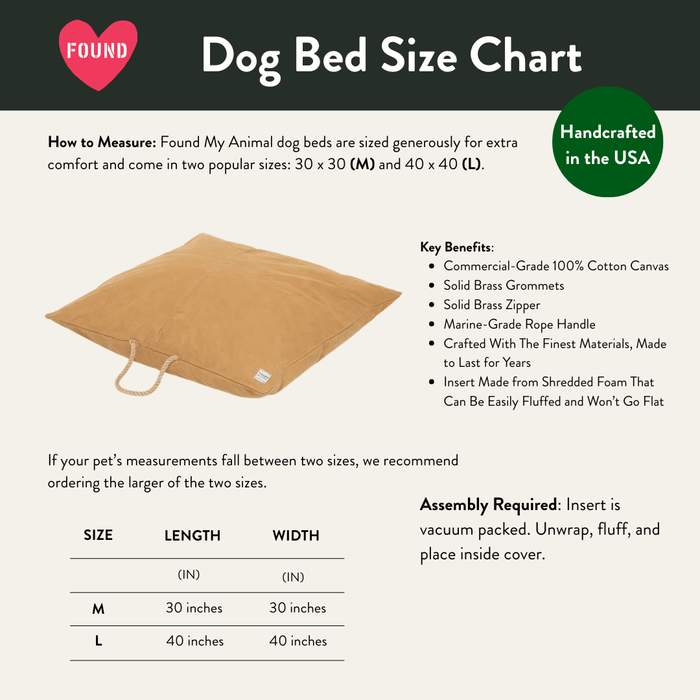 Khaki Waxed Cotton Canvas Dog BedDog BedsFound My AnimalM