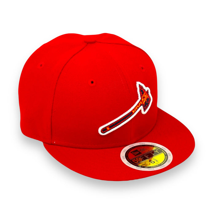 KIDS - ATLANTA BRAVES (RED) NEW ERA 59FIFTY FITTED (GREEN UNDER VISOR)