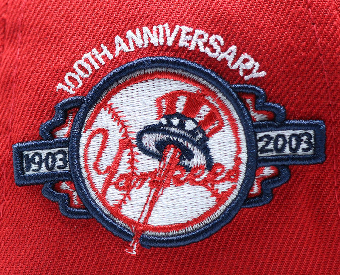 KIDS - NEW YORK YANKEES (RED)(100TH ANNIVERSARY) NEW ERA 59FIFTY FITTED (PINK UNDER VISOR)