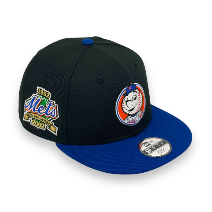 KIDS NEW YORK METS (BLACK/ROYAL) (MR MET, 1962 "40TH ANN") NEW ERA 9FIFTY SNAPBACK