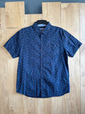 Lee Premium Select Floral Print Short Sleeve Shirt Men's Large Navy Stretch