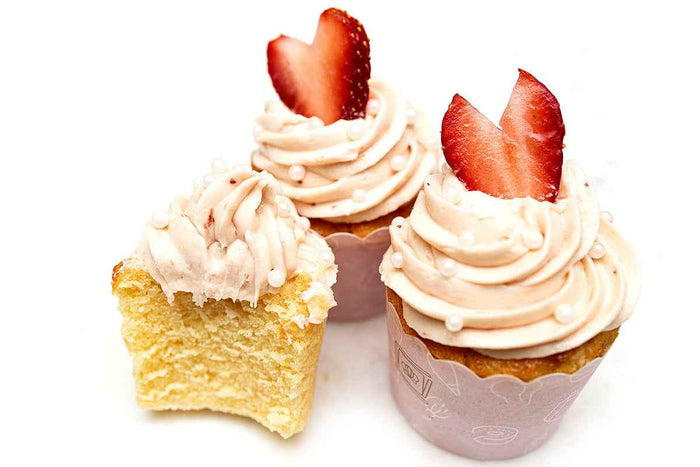 Lemon Cupcakes With Strawberry Buttercream by Crumble Crate
