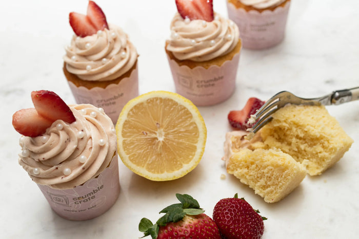 Lemon Cupcakes With Strawberry Buttercream by Crumble Crate