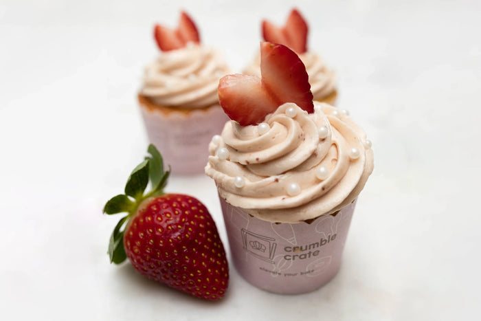 Lemon Cupcakes With Strawberry Buttercream by Crumble Crate