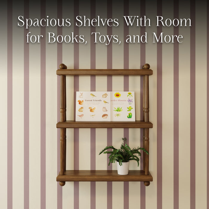 M7174NL,Namesake Kids,Liberty Tiered Wall Shelf in Natural Walnut
