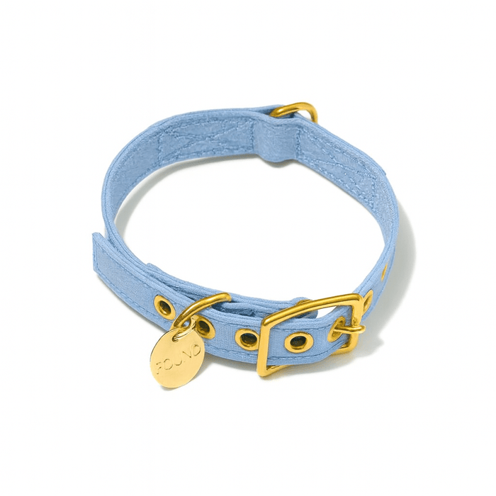 Light Blue Cotton Canvas Cat & Dog CollarDog CollarsFound My AnimalXS