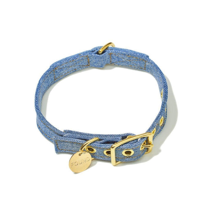 Light Denim Cotton Canvas Cat & Dog CollarDog CollarsFound My AnimalXS