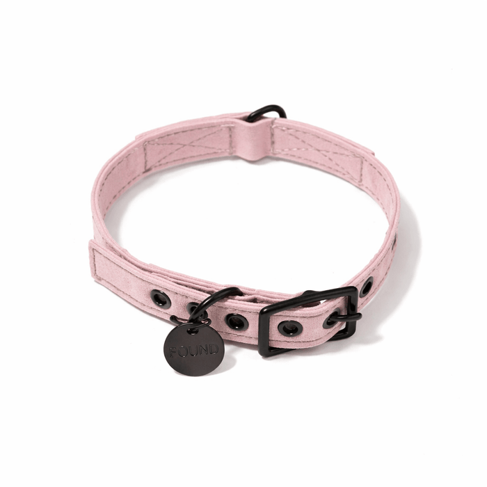 Light Pink Waxed Cotton Canvas Cat & Dog Collar – Matte Black HardwareDog CollarsFound My AnimalXS