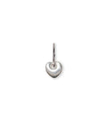Love Charm in Silver. Small silver puffy heart charm with s-hook attached.