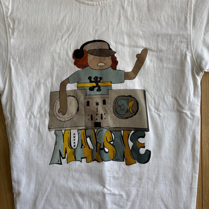 Malone DJ Graphic T Shirt White Streetwear Skate Y2K Size Small
