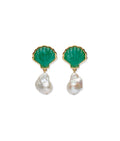 Marina Drop Earrings. Pair with green carved shell tops and pearl drops.