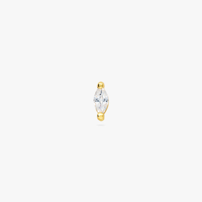 This is a marquise mini stud featuring a clear oblong shaped gem and has gold accents. color:null|gold/clear