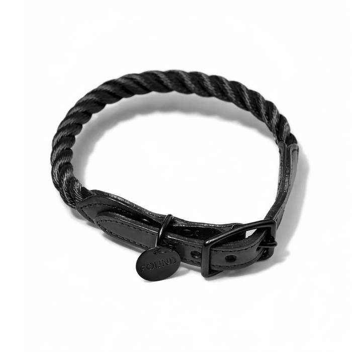 Matte Black Rope Cat & Dog CollarDog CollarsFound My AnimalXS
