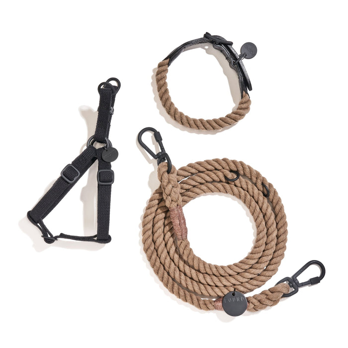 New! Matte Black/Natural Rope Dog Leash, Adjustable & Handcrafted - Found My AnimalShop LeashesFound My AnimalS