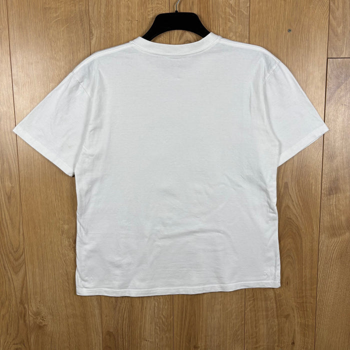 Mertra Gradient Logo Graphic T Shirt White Boxy Oversized Size M