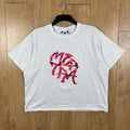 Mertra Pink Camo Logo Graphic T Shirt White Boxy Oversized Size M