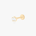 This is an image of a gold-toned flatback stud that is micro baguette shaped CZ's in a crown shape. color:null|gold/clear