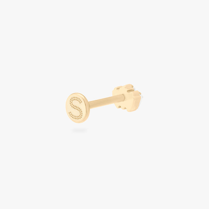 This is an image of a gold-toned flatback stud that is micro baguette shaped CZ's in a crown shape. color:null|gold/clear
