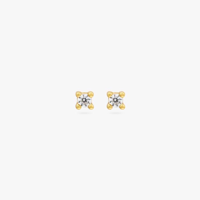 A pair of gold micro studs with a clear cz gems [pair] color:null|gold/clear