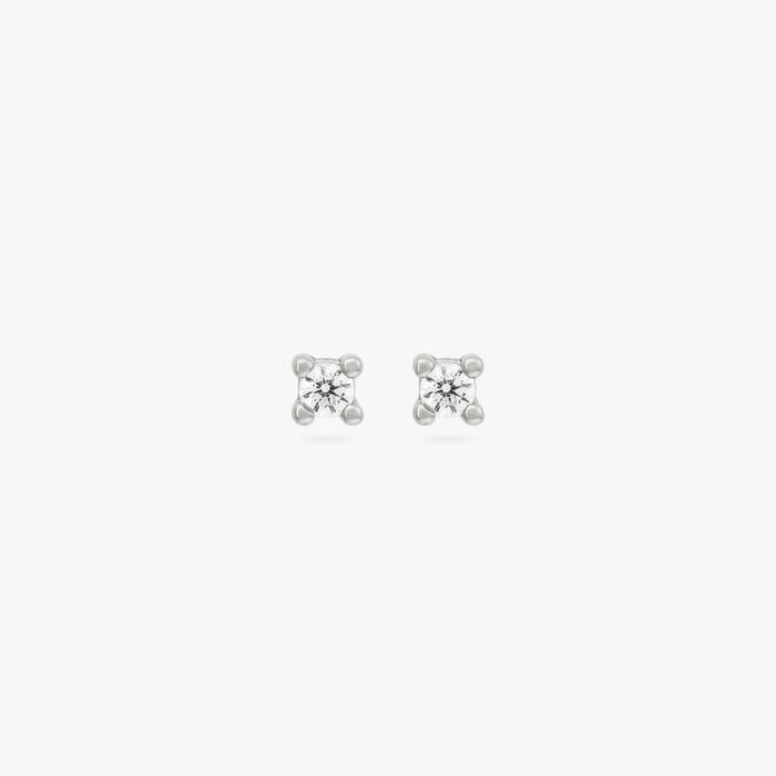 A pair of silver micro studs with a clear cz gems [pair] color:null|silver/clear