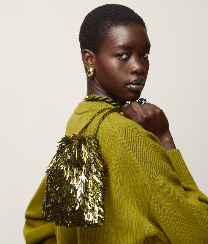 Mini Arp Earrings in Studded Gold
