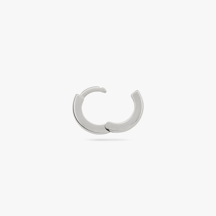 Mini sized chunky silver huggie. color:null|silver