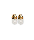 Mini Organic Hoops in Aqua. Hoop earrings with gold-plated brass and transparent resin.
