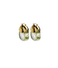 Mini Organic Hoops in Lime. Gold-plated brass tops with transparent green resin hoops