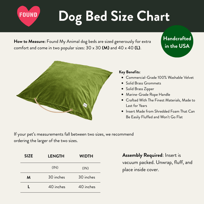 Moss Washable Velvet Dog BedDog BedsFound My AnimalM
