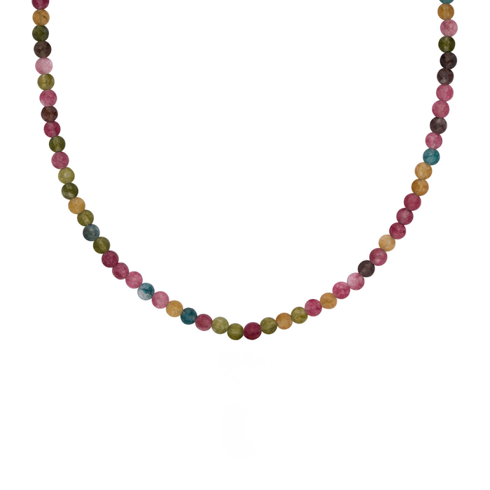 Multi-Color Jade Beaded Necklace - 15-17"