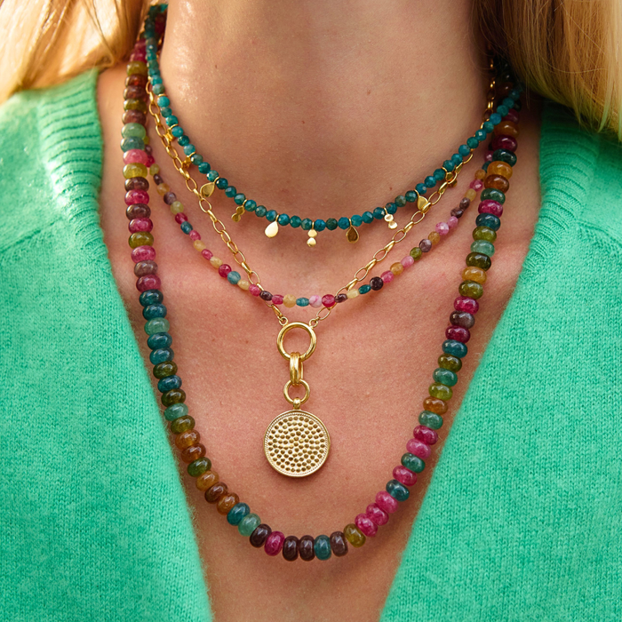 Multi-Color Jade Beaded Necklace - 20-22"