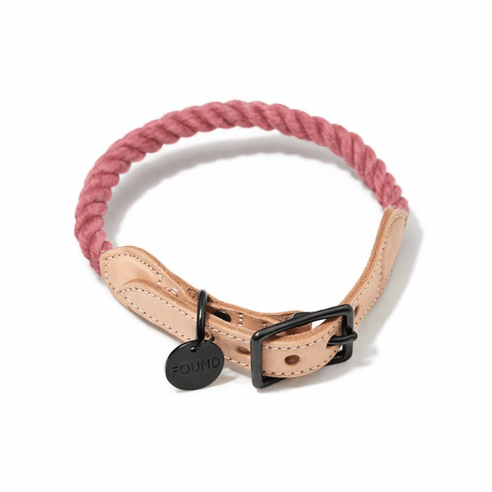 Nantucket Red Up-Cycled Rope Cat & Dog Collar – Matte Black HardwareDog CollarsFound My AnimalXS