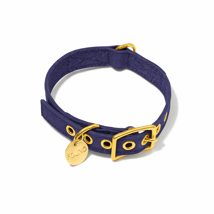 Navy Cotton Canvas Cat & Dog CollarDog CollarsFound My AnimalXS