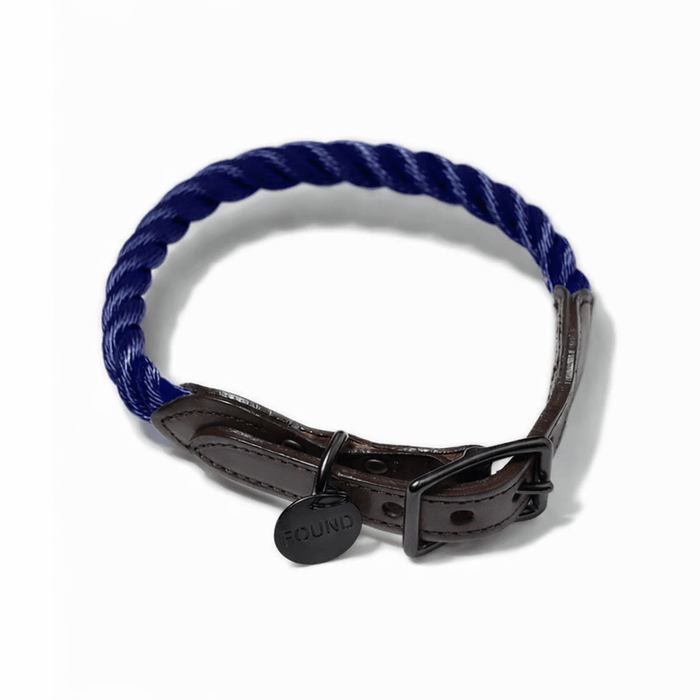 Navy Rope Cat & Dog Collar – Matte Black HardwareDog CollarsFound My AnimalXS