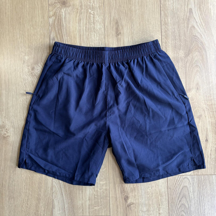 navy running gym shorts lightweight elastic waist