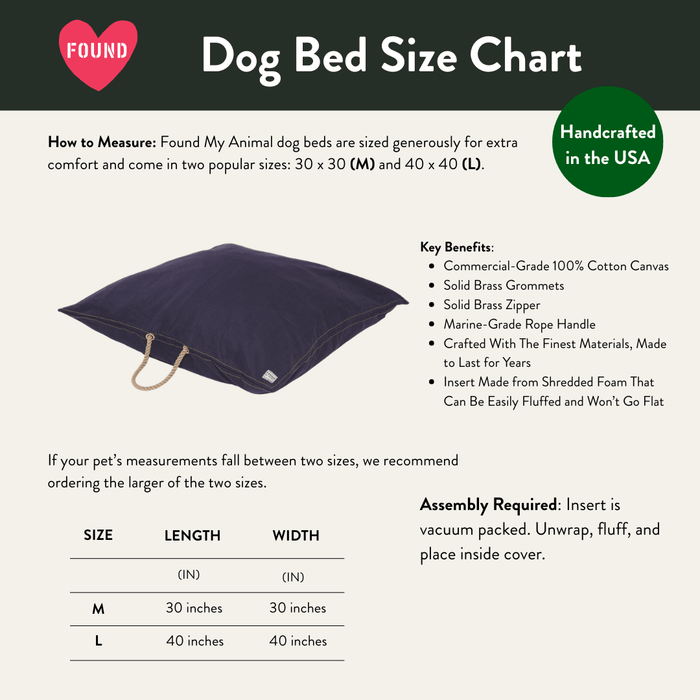 Navy Waxed Cotton Canvas Dog BedDog BedsFound My AnimalM