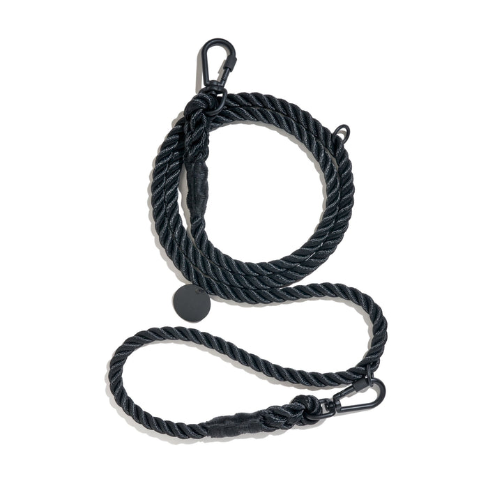 New! Matte Black Rope Dog Leash, Adjustable & Handcrafted - Found My AnimalShop LeashesFound My AnimalS