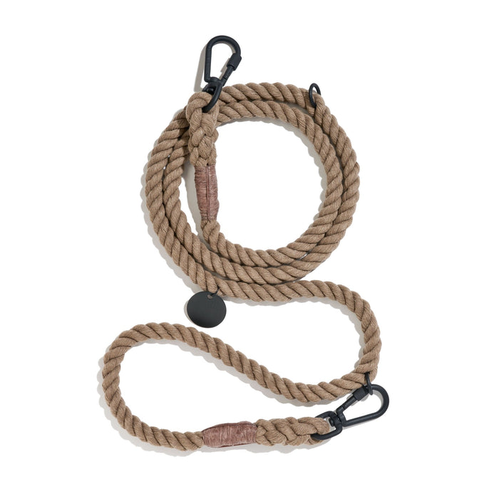 New! Matte Black/Natural Rope Dog Leash, Adjustable & Handcrafted - Found My AnimalShop LeashesFound My AnimalS