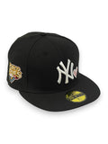 NEW YORK YANKEES (BLACK) (2009 WORLDSERIES) "LOVE OF THE GAME" NEW ERA 59FIFTY FITTED (PINK BOTTOM)