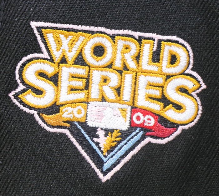 NEW YORK YANKEES (BLACK) (2009 WORLDSERIES) "LOVE OF THE GAME" NEW ERA 59FIFTY FITTED (PINK BOTTOM)