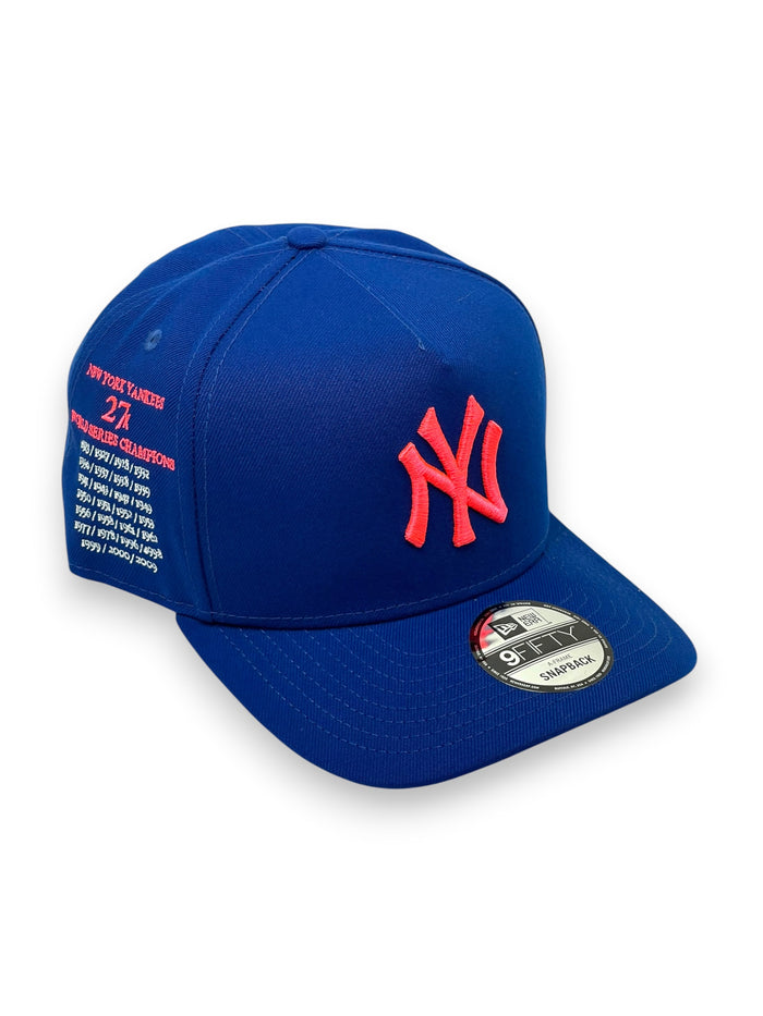 NEW YORK YANKEES (ROYAL/PINK) (27X CHAMPS) "9FIFTY AFRAME" NEW ERA SNAPBACK