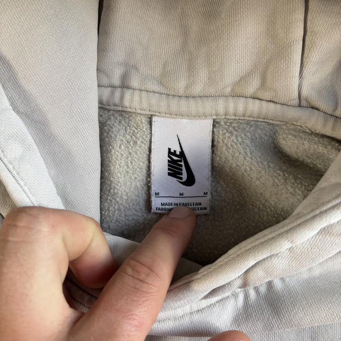 Nike nrg Mini Swoosh Hoodie Beige Cream Heavyweight Pullover Hoodie