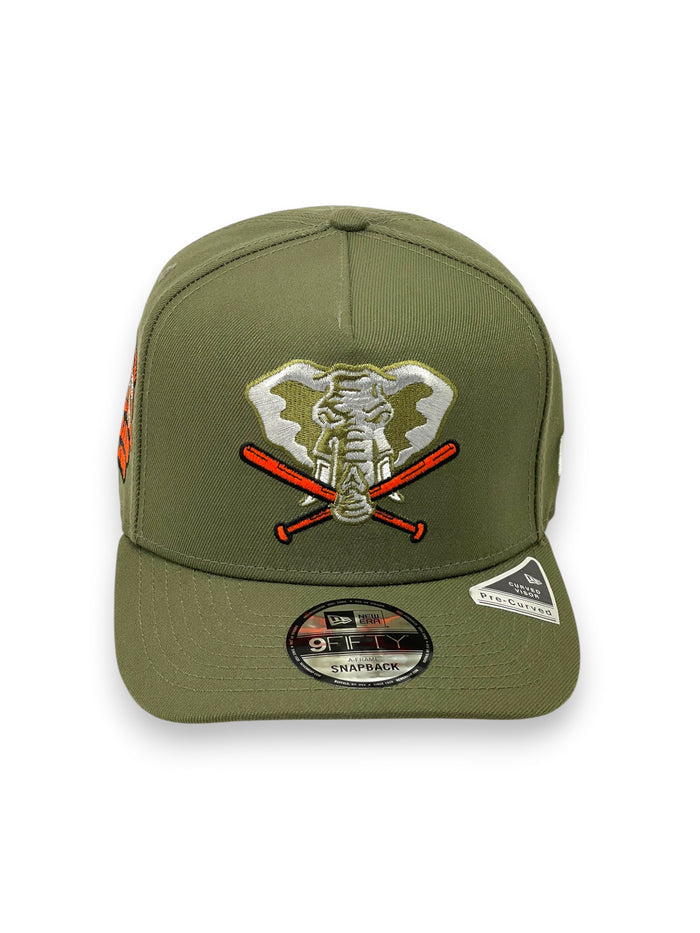 OAKLAND ATHLETICS (OLIVE) (100TH ANN )"9FIFTY AFRAME" NEW ERA SNAPBACK