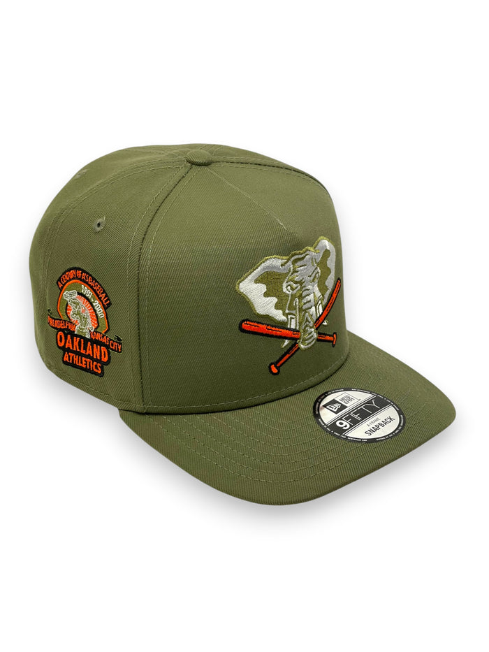 OAKLAND ATHLETICS (OLIVE) (100TH ANN )"9FIFTY AFRAME" NEW ERA SNAPBACK
