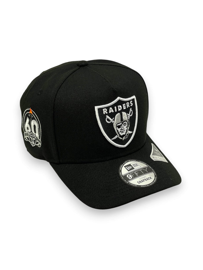 OAKLAND RAIDERS (BLACK) (60TH ANNIVERSARY) "9FIFTY AFRAME" NEW ERA SNAPBACK