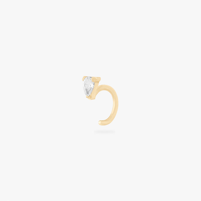 gold open cz huggie with pear cz stone in 5mm color:null|gold/clear
