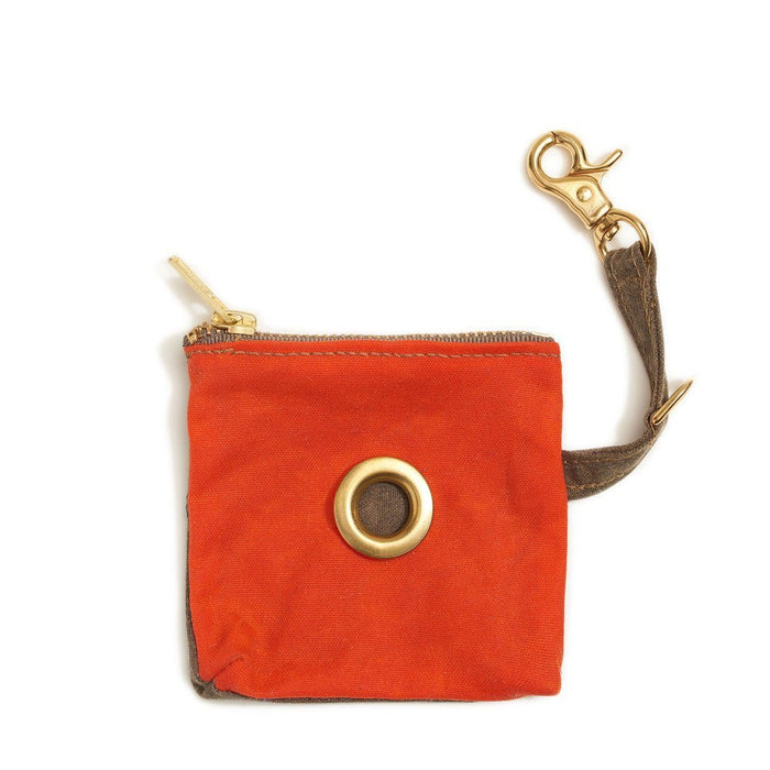 Orange Waxed Cotton Canvas Poop Bag PouchPoop Bag PouchesFound My Animal